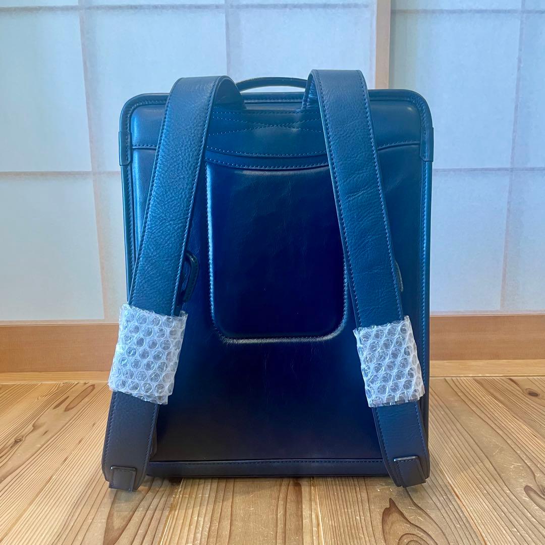 L レザービジネスバッグ 青