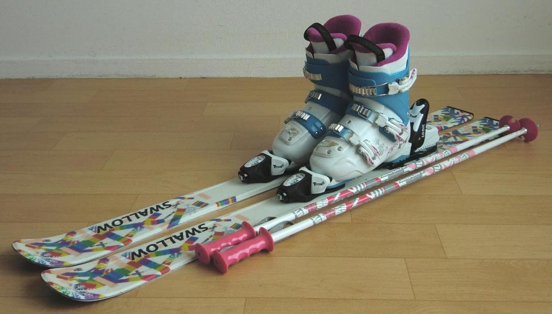 ■■送料無料■SWALLOW■子供用スキー4点セット■板110/靴21.5■■