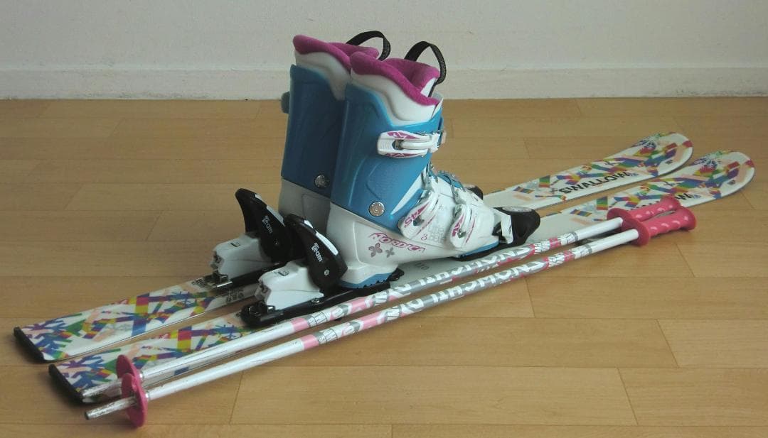 ■■送料無料■SWALLOW■子供用スキー4点セット■板110/靴21.5■■