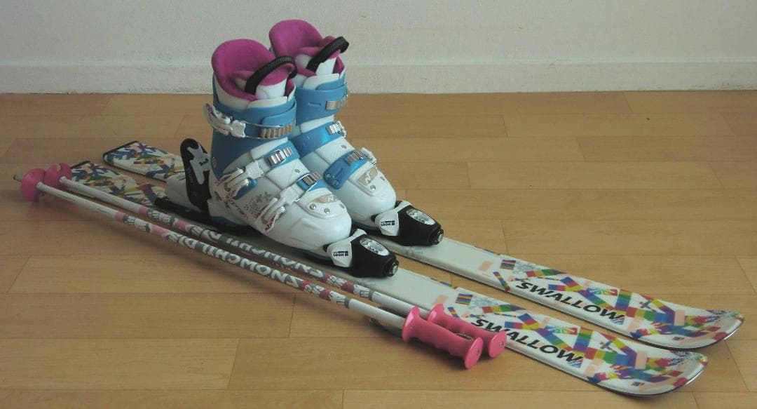 ■■送料無料■SWALLOW■子供用スキー4点セット■板110/靴21.5■■