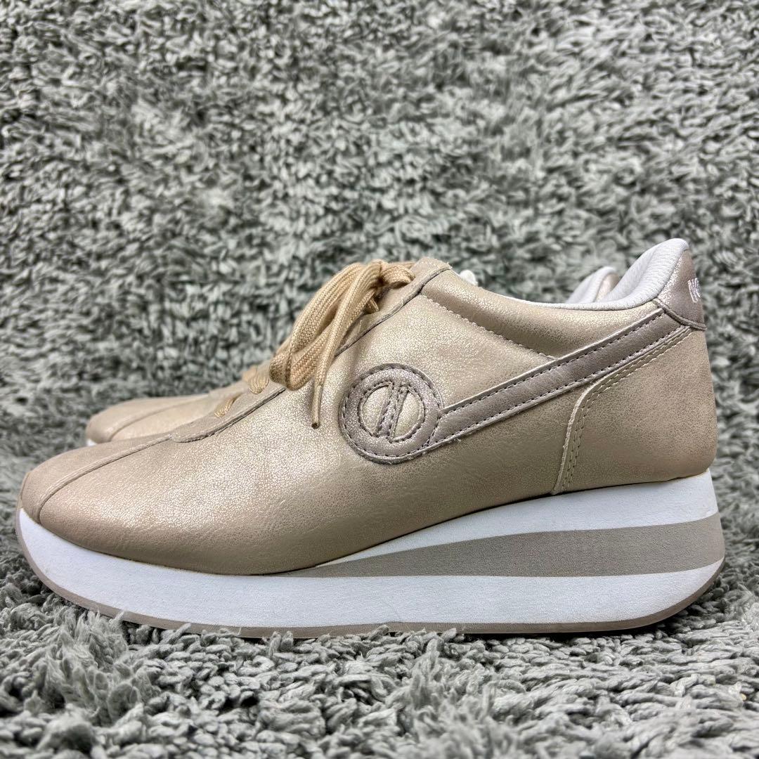 美品✨ノーネーム スピード ベージュ ゴールド 厚底 スニーカー 37 23.5