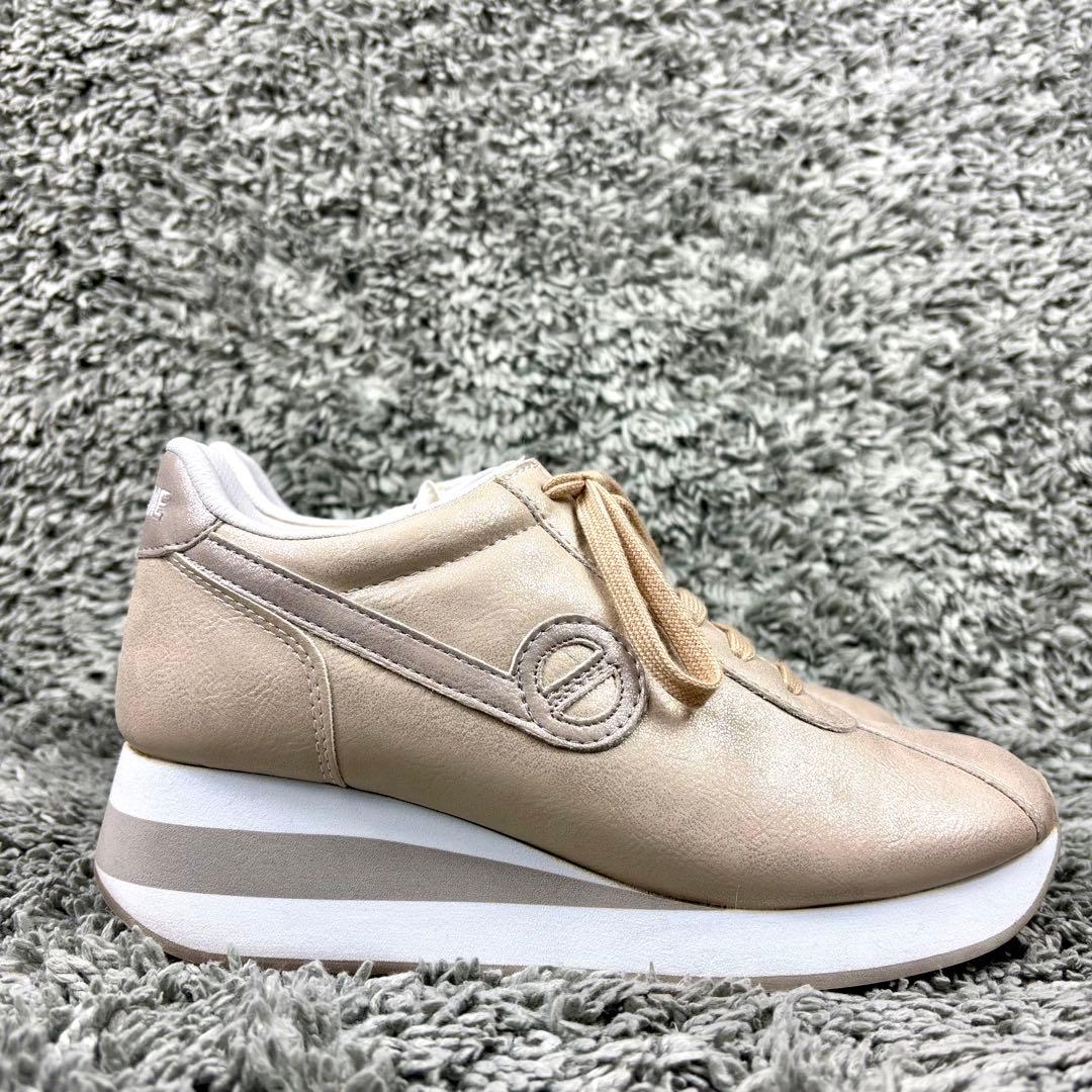 美品✨ノーネーム スピード ベージュ ゴールド 厚底 スニーカー 37 23.5