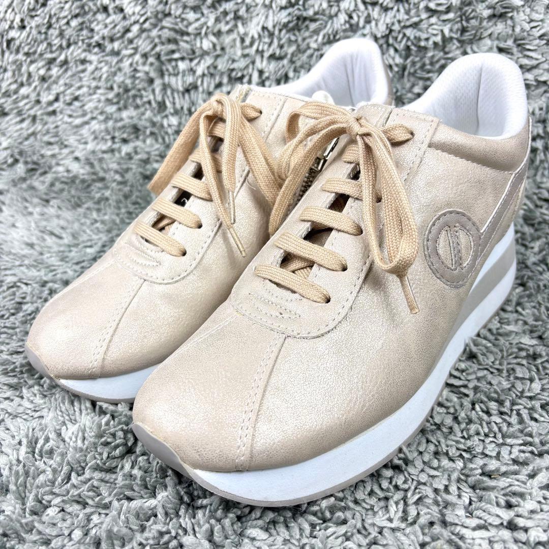 美品✨ノーネーム スピード ベージュ ゴールド 厚底 スニーカー 37 23.5