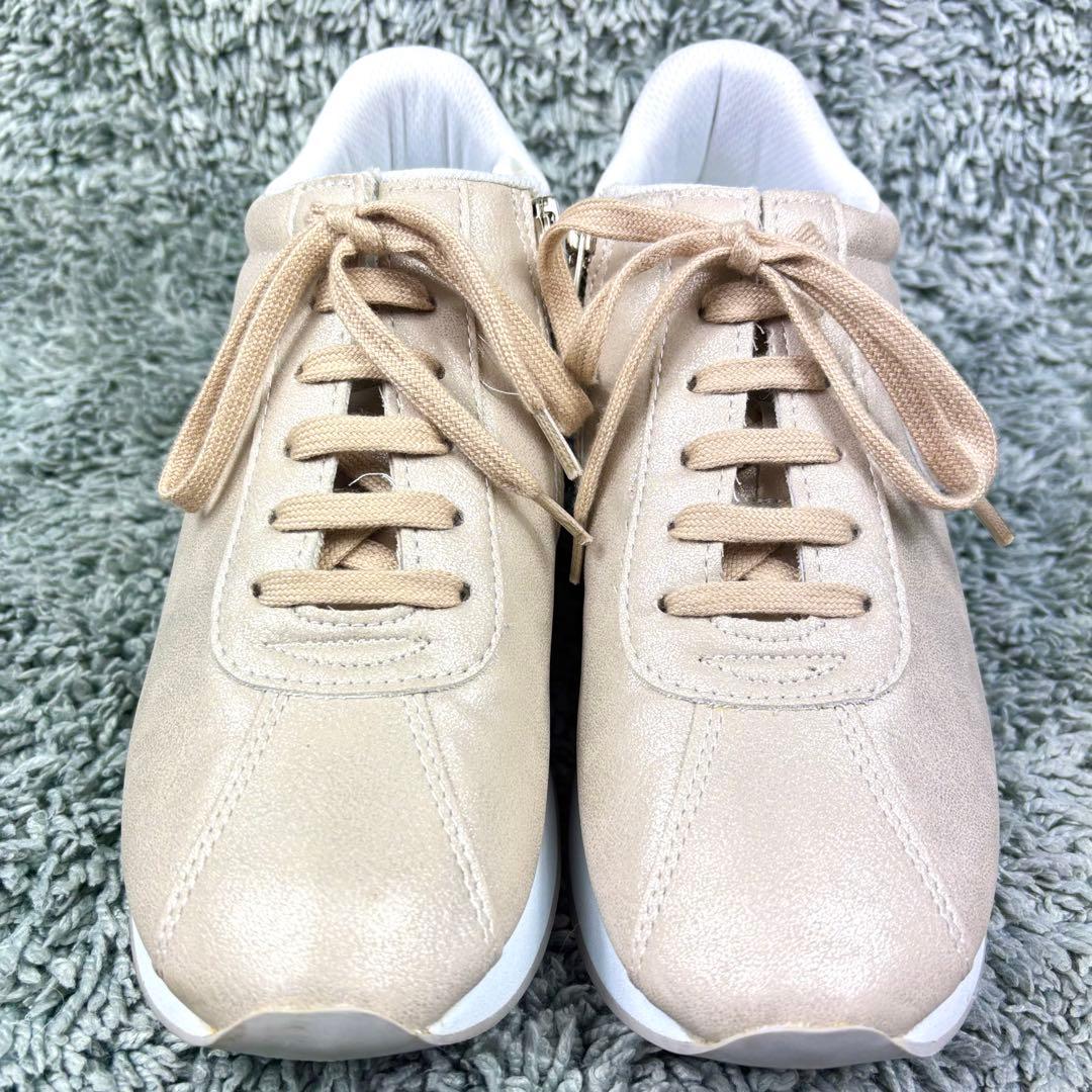 美品✨ノーネーム スピード ベージュ ゴールド 厚底 スニーカー 37 23.5