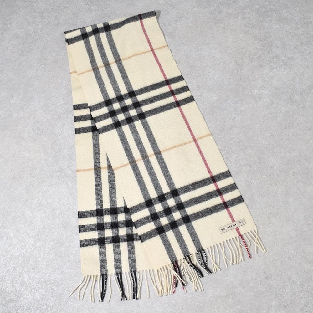 英国製 バーバリー BURBERRY カシミヤ100％ メガチェック ストール