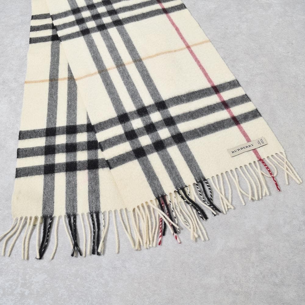 英国製 バーバリー BURBERRY カシミヤ100％ メガチェック ストール