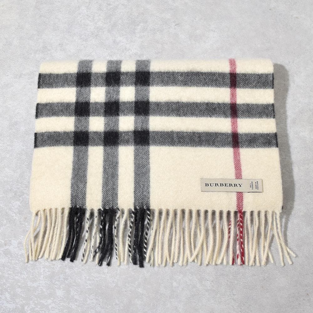 英国製 バーバリー BURBERRY カシミヤ100％ メガチェック ストール