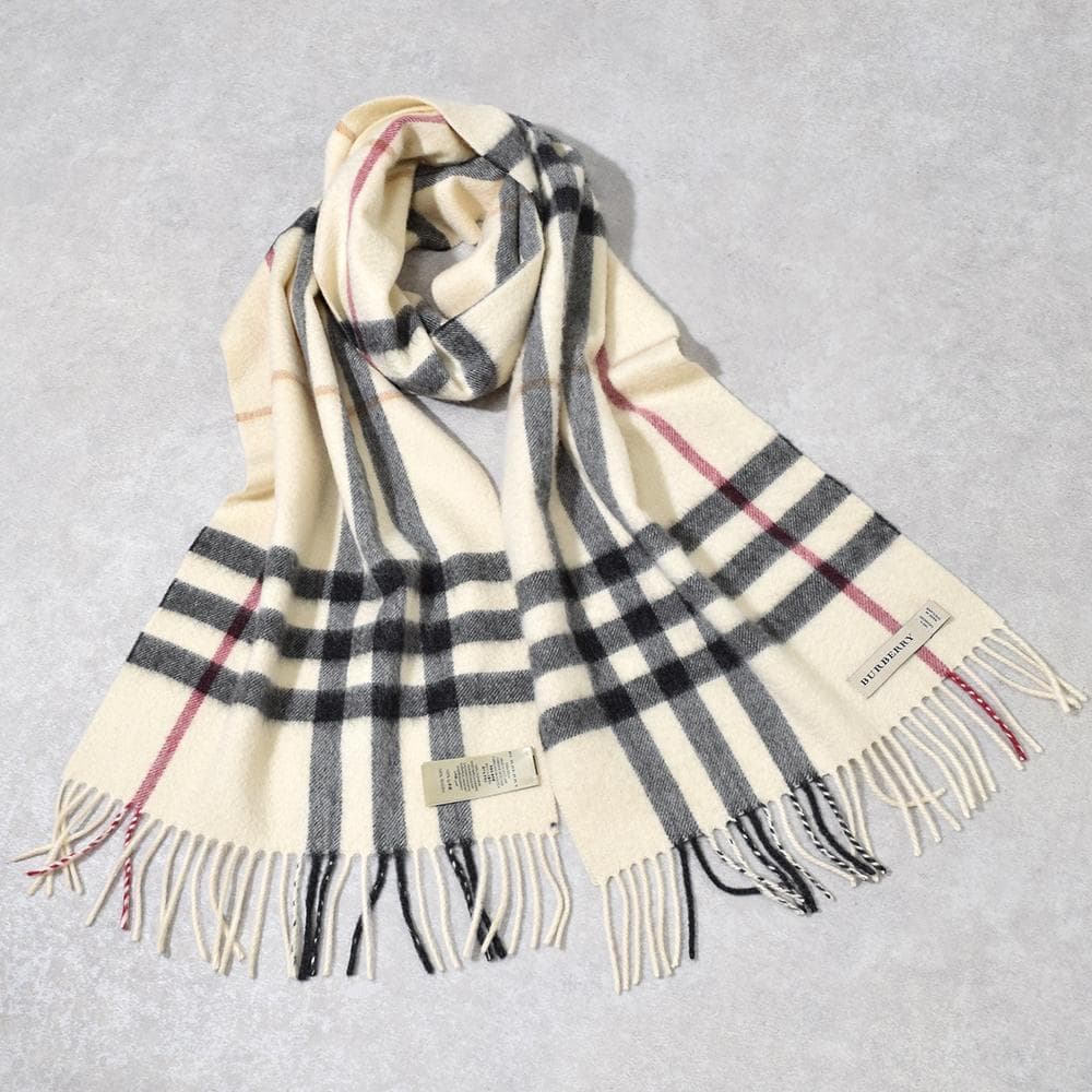 英国製 バーバリー BURBERRY カシミヤ100％ メガチェック ストール