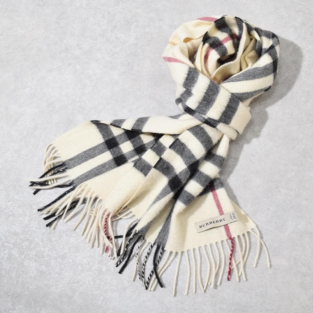 英国製 バーバリー BURBERRY カシミヤ100％ メガチェック ストール