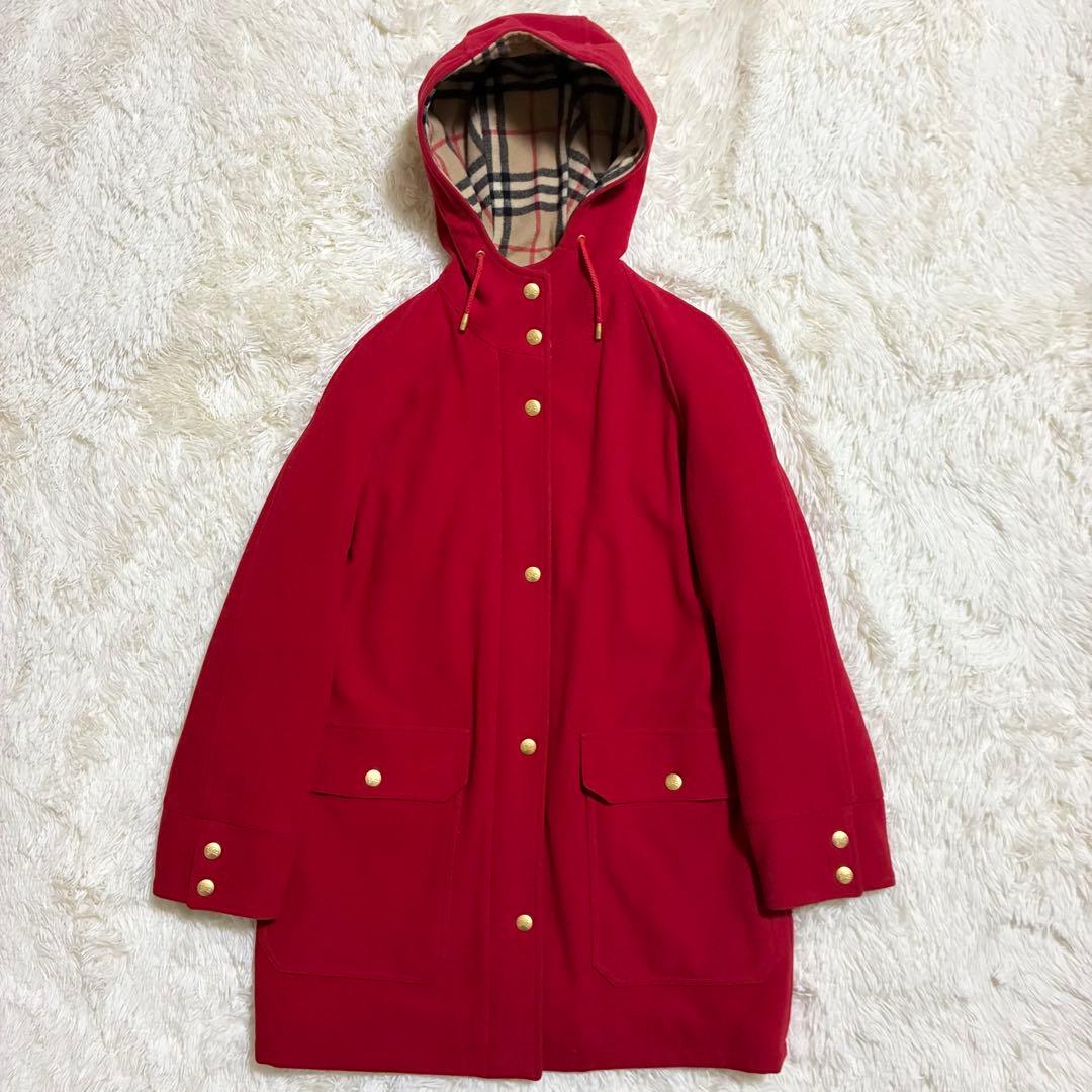 極美品 バーバリー カシミヤ ダブルフェイス ロングコート 金ボタン ホースロゴ
