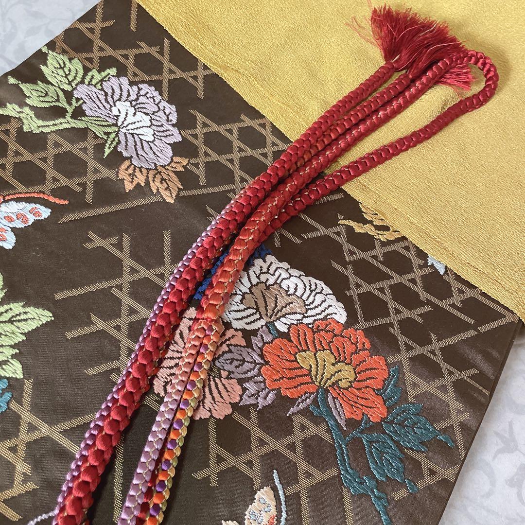 訪問着　フルセット　栞　地紙　紐紋様　エキゾチックカラー　躾糸付き　着物　Q5