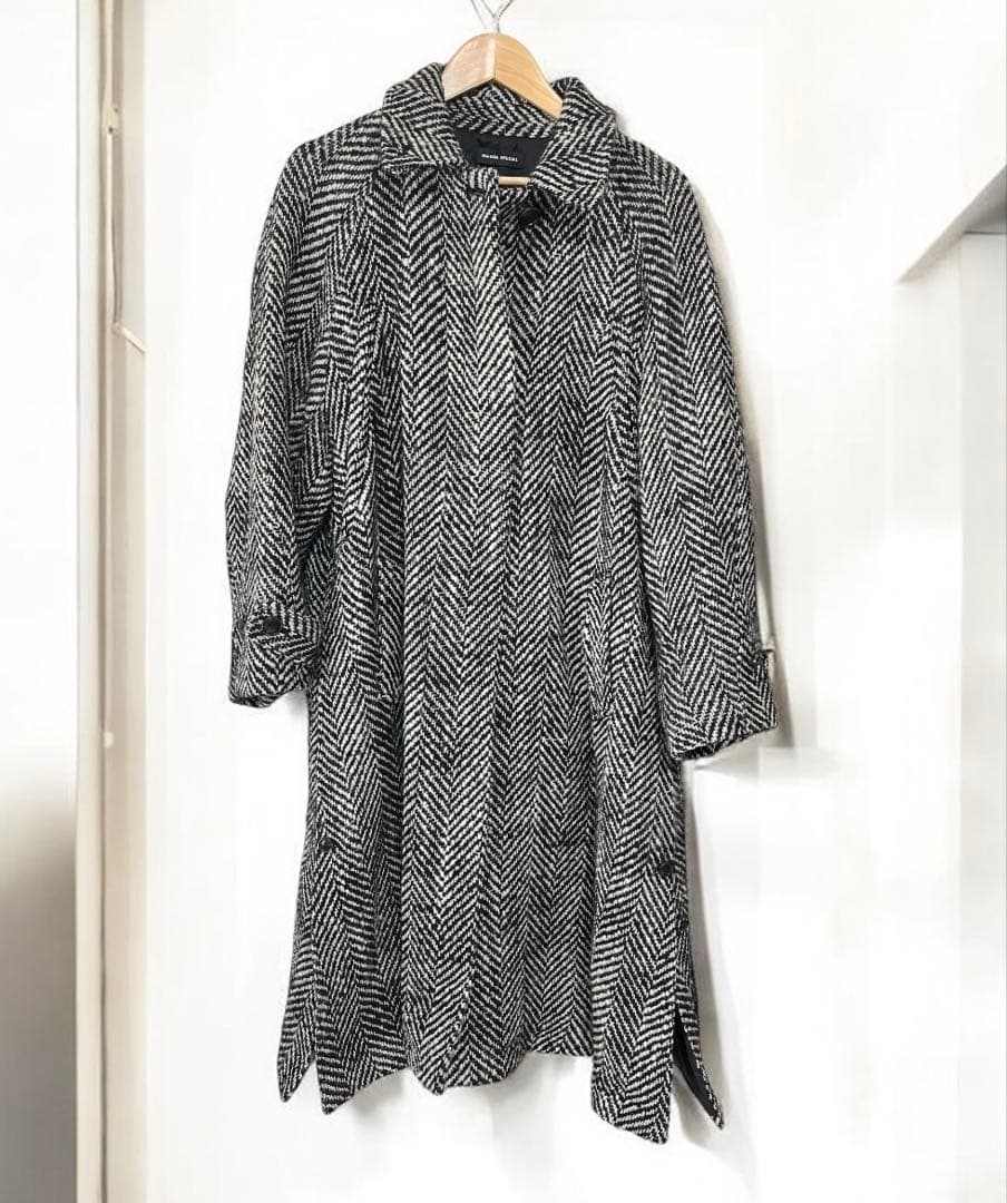 MAISON SPECIAL ヘリンボーン　ケープ　コート ツイード　FREE