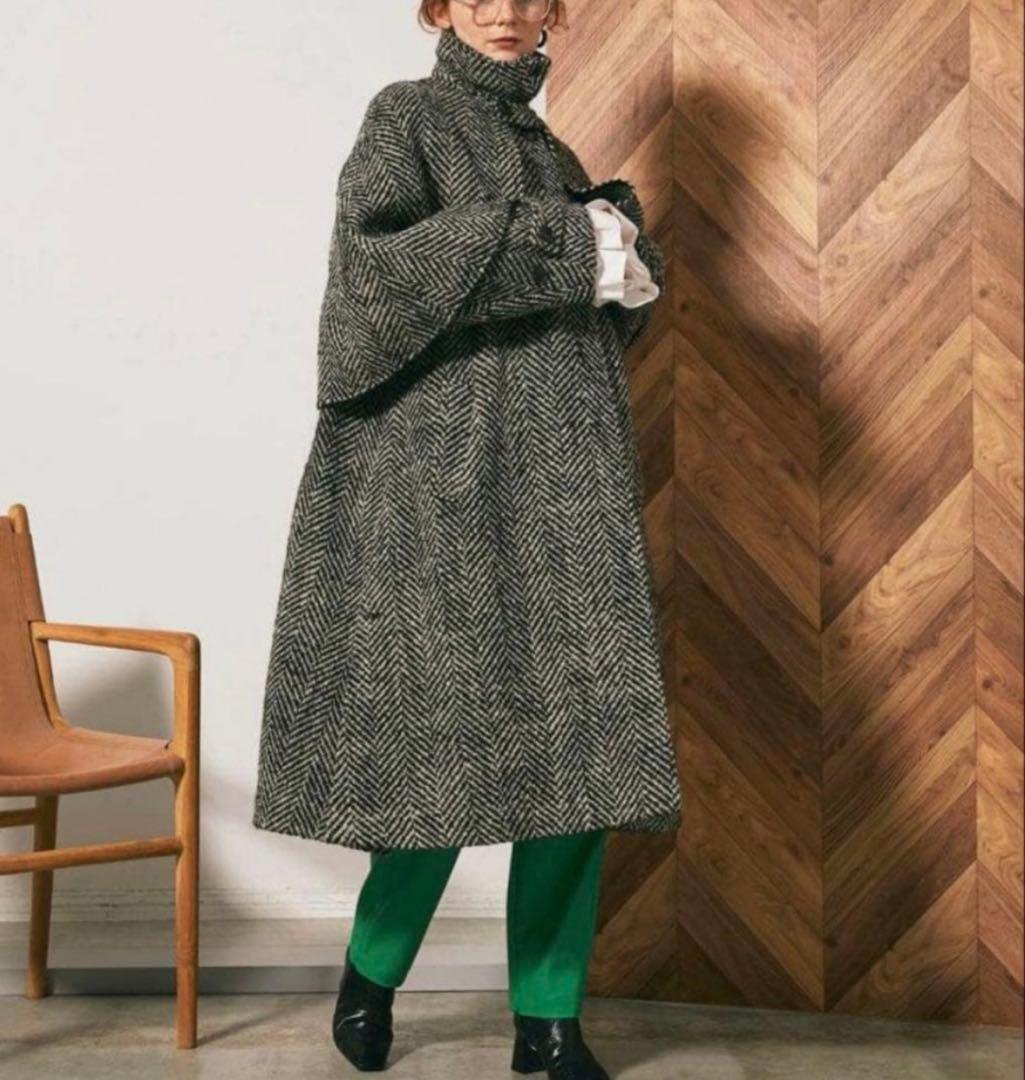 MAISON SPECIAL ヘリンボーン　ケープ　コート ツイード　FREE