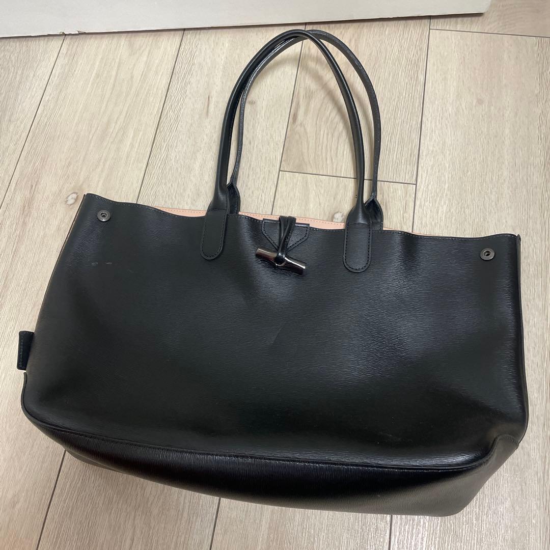 ロンシャン　ブラックレザートートバッグ【3/5までの出品です】