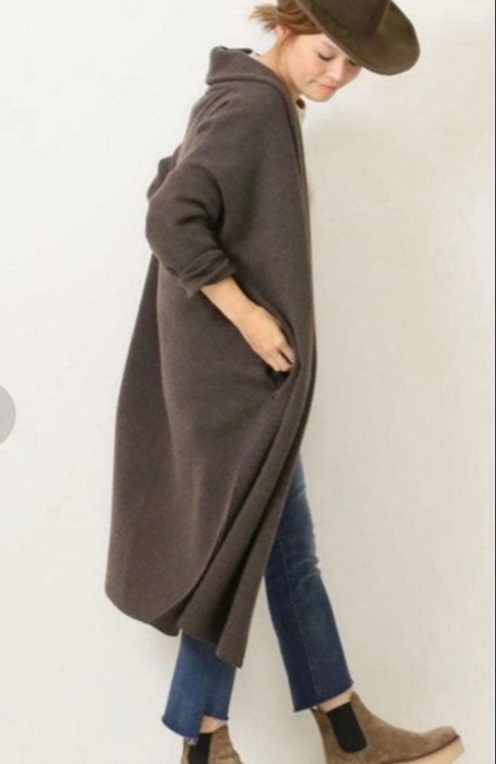 ドゥーズィエムクラス MUSE ウール混 ロングニットガウン コート ブラウン