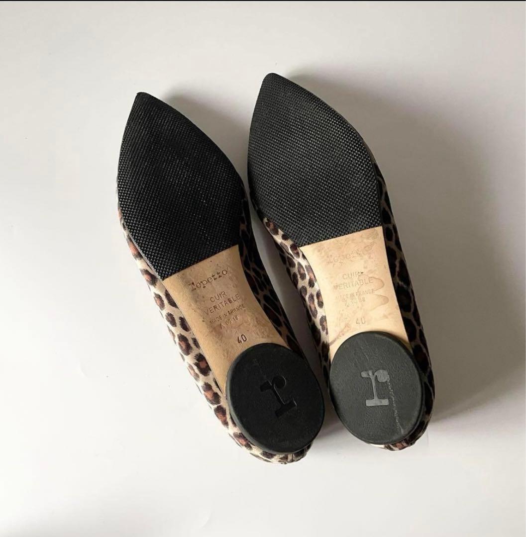 reppetto レオパードバレエシューズ、フラットシューズ