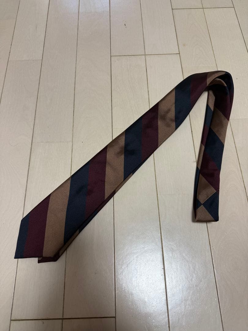 極美品 ビームスF別注BROCKLEHURSTパネルストライプタイ