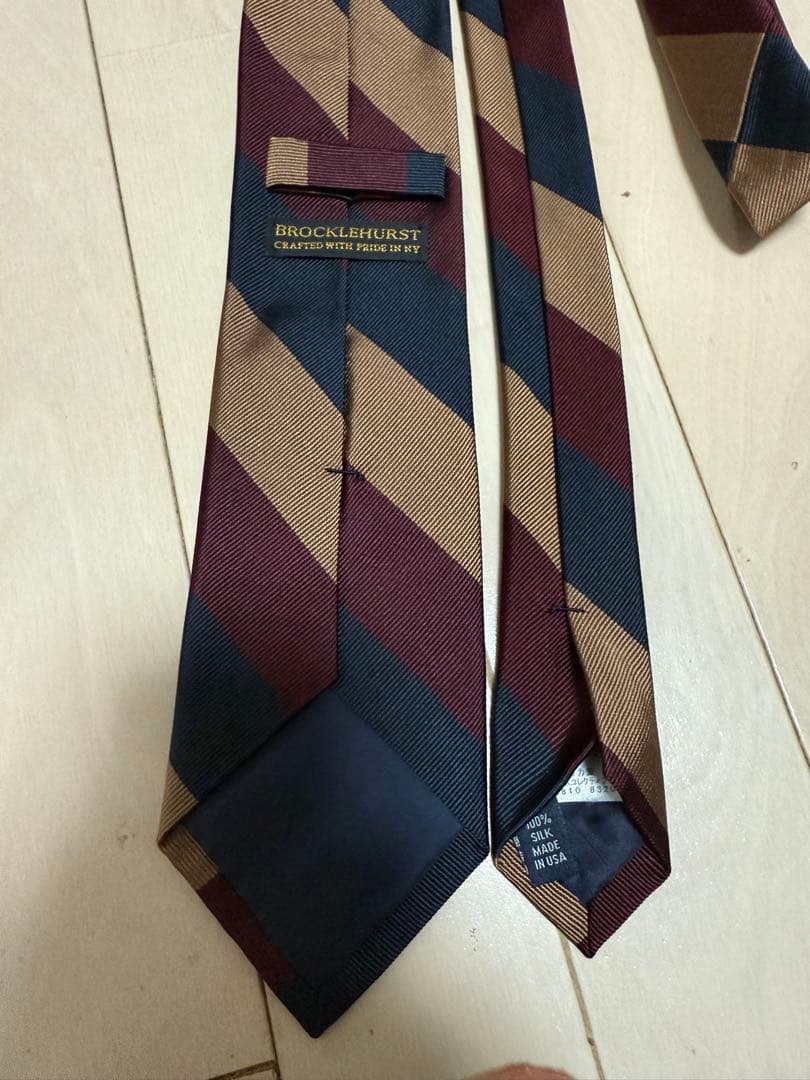 極美品 ビームスF別注BROCKLEHURSTパネルストライプタイ