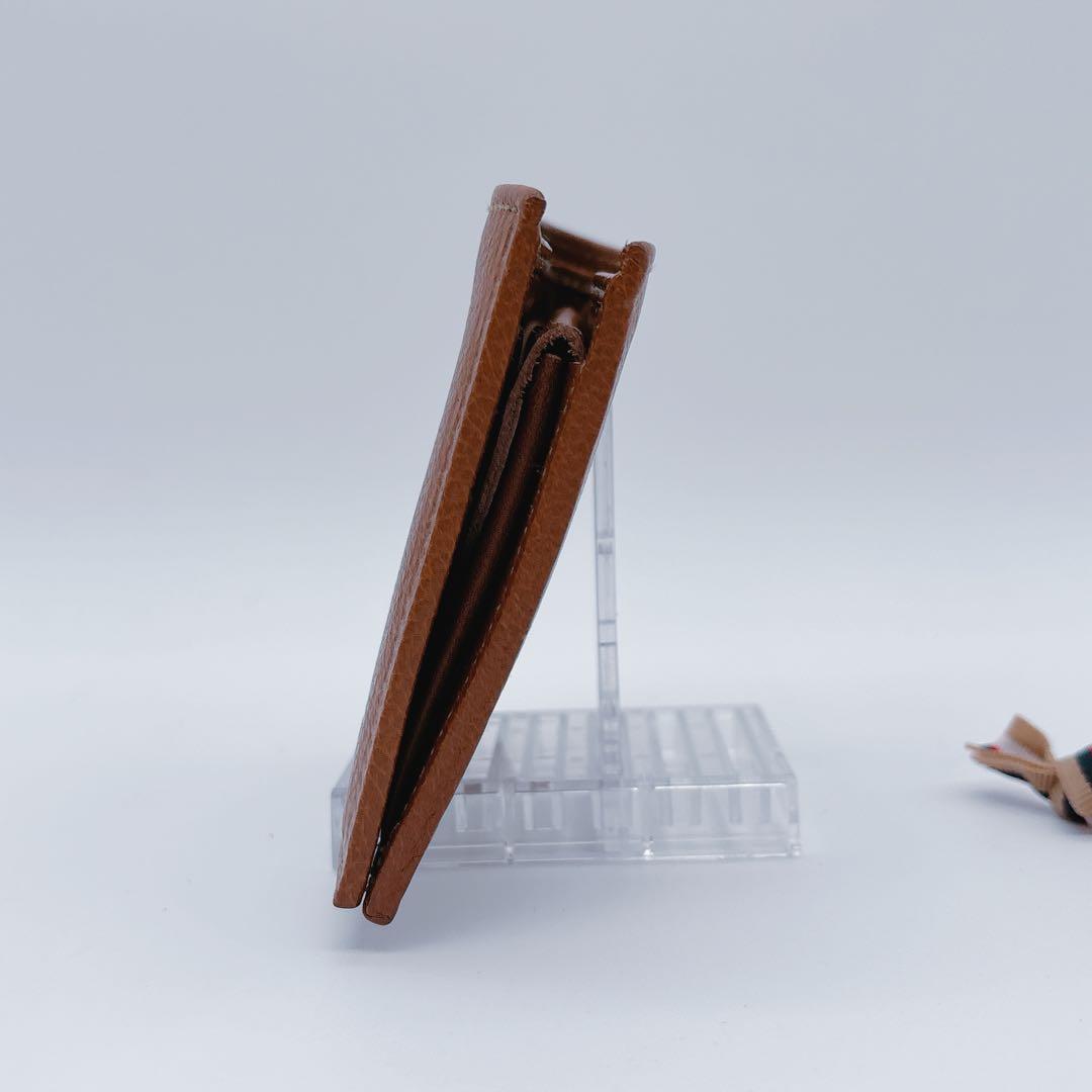 未使用級♡イルビゾンテ 二つ折り財布 型押し レザー ブラウン コンパクト