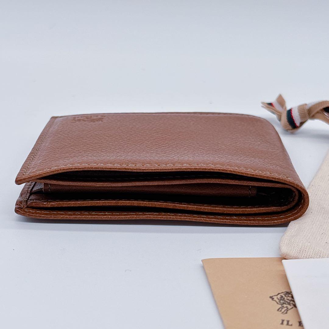 未使用級♡イルビゾンテ 二つ折り財布 型押し レザー ブラウン コンパクト