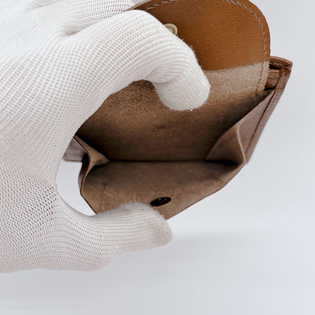 未使用級♡イルビゾンテ 二つ折り財布 型押し レザー ブラウン コンパクト