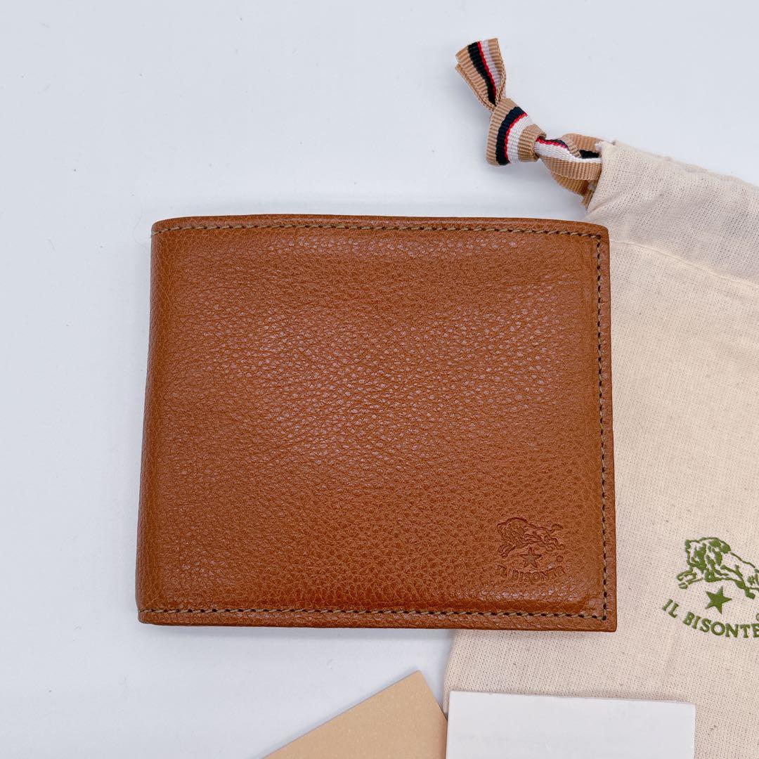 未使用級♡イルビゾンテ 二つ折り財布 型押し レザー ブラウン コンパクト