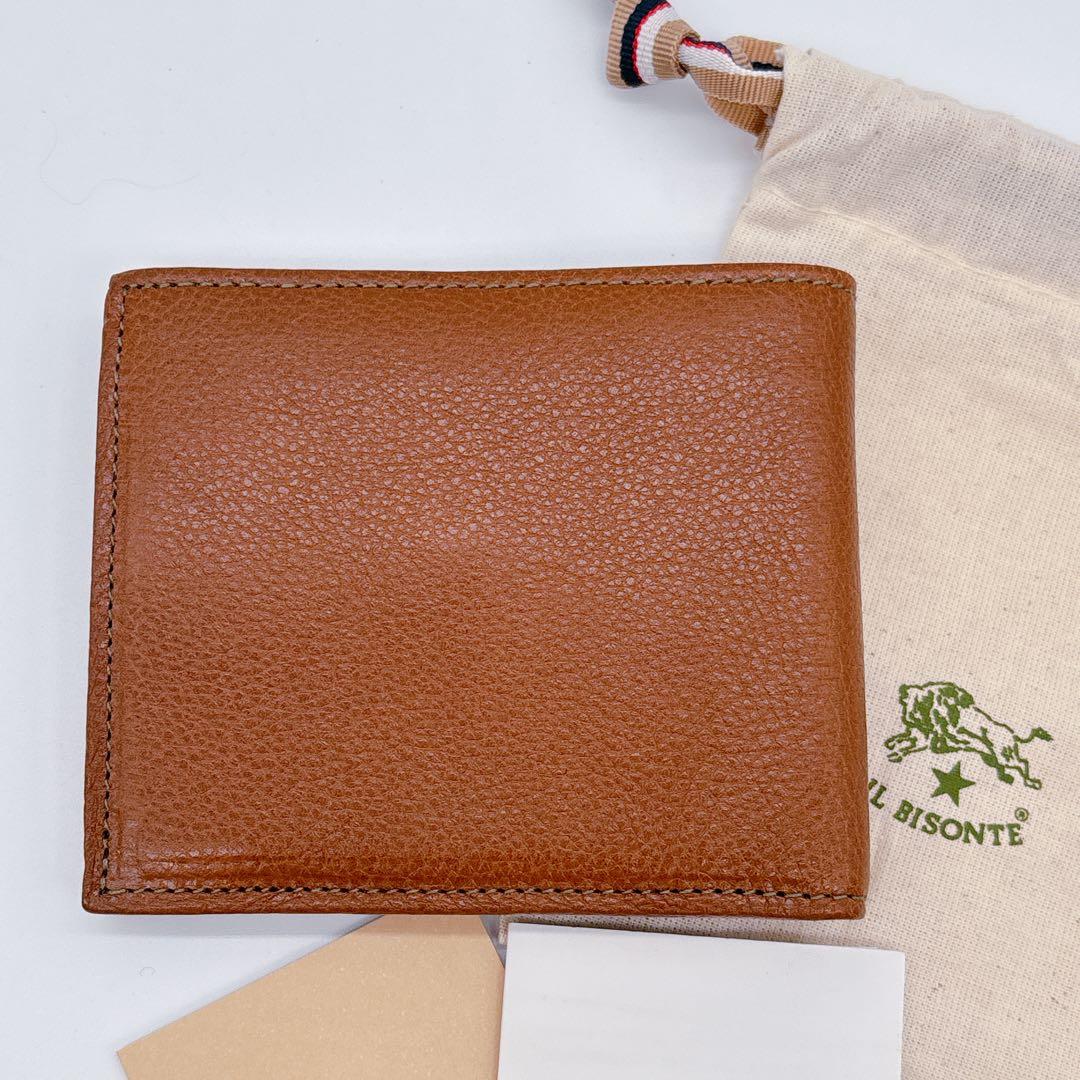 未使用級♡イルビゾンテ 二つ折り財布 型押し レザー ブラウン コンパクト