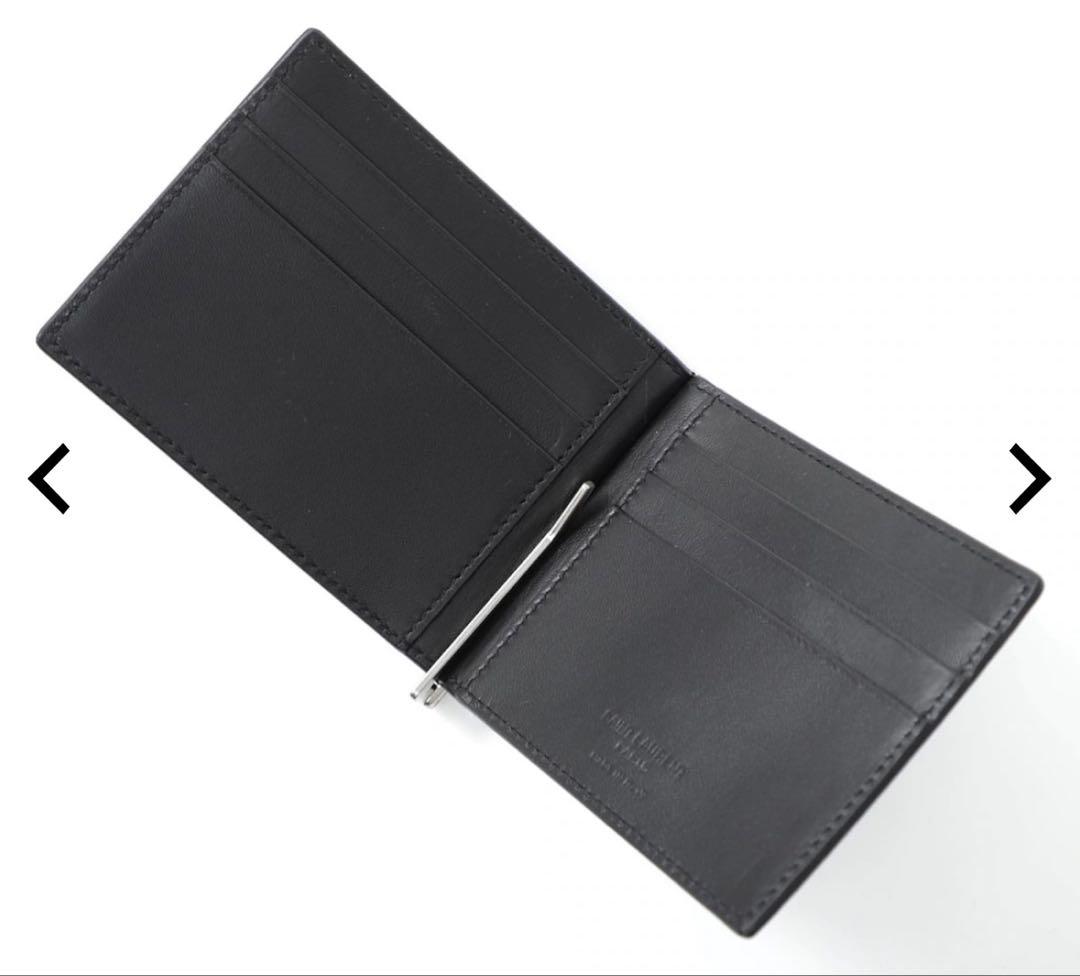 SAINT LAURENT ブラック クロコダイル 二つ折り財布 マネークリップ