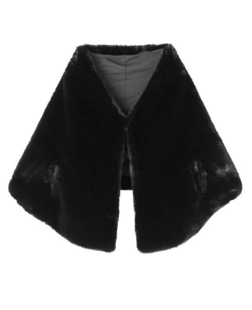 ジェンヌJENNEリッチボリュームファーケープ ブラック【タグ付き新品】