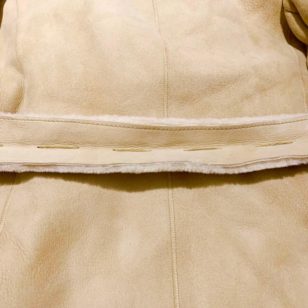 【美品】ノースビーチ リアルムートン ミンク毛皮 フーデッド　コート ベルト付き