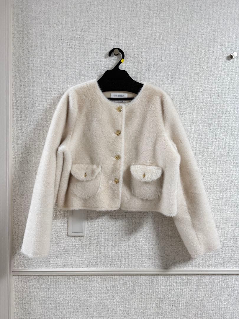 EIMY ISTOIRE ゴールドボタンフェイクファージャケット