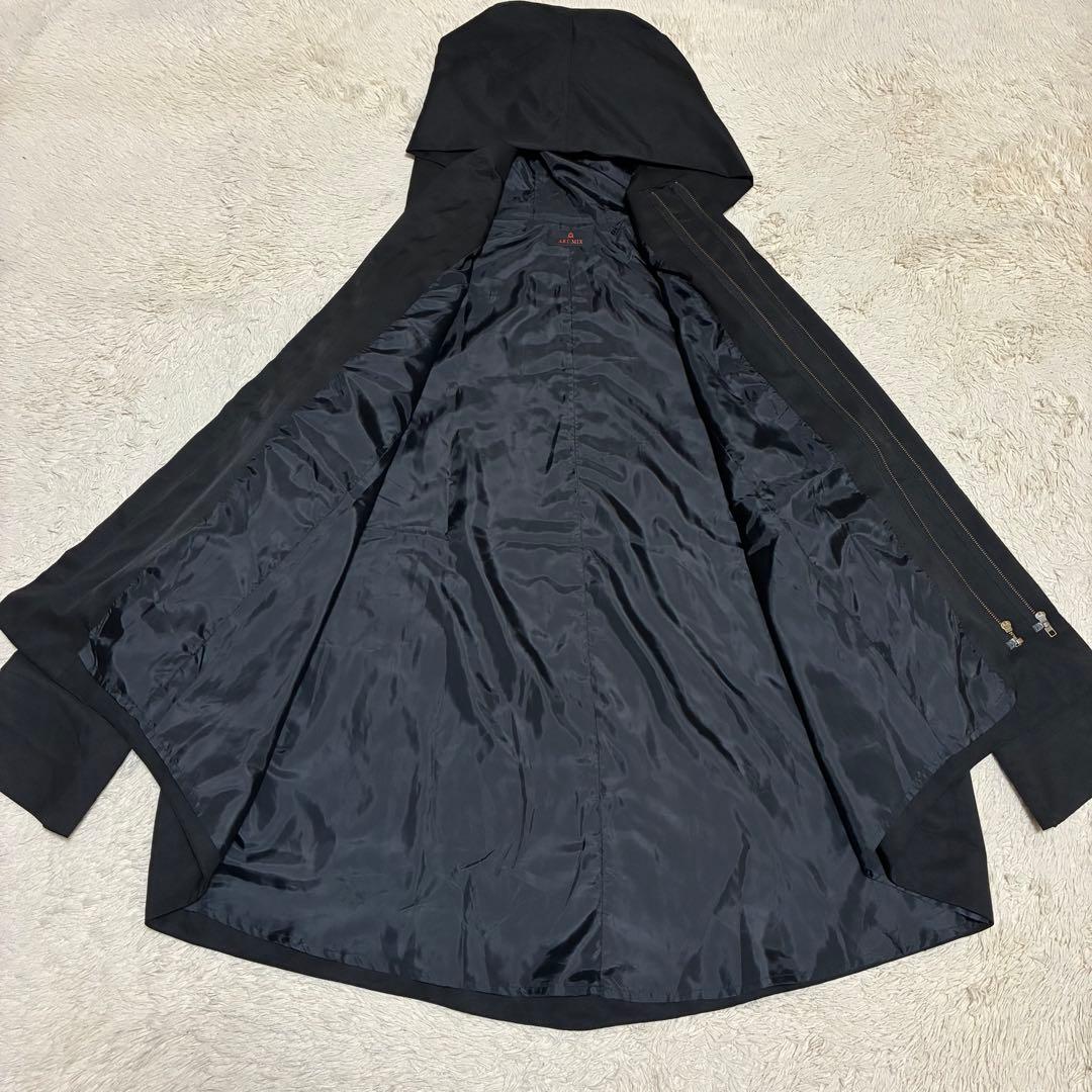 萌 モユル ARTMIX 美品 変形 ナイロンフーディーコート 黒 ブラック