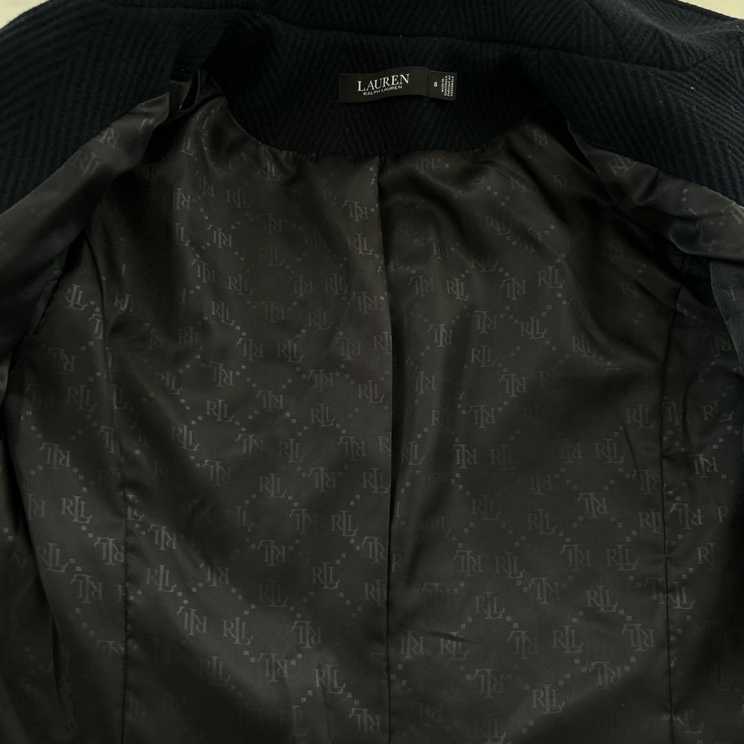 LAUREN RALPH LAUREN ヘリンボーン柄 ダブルブレスト コート