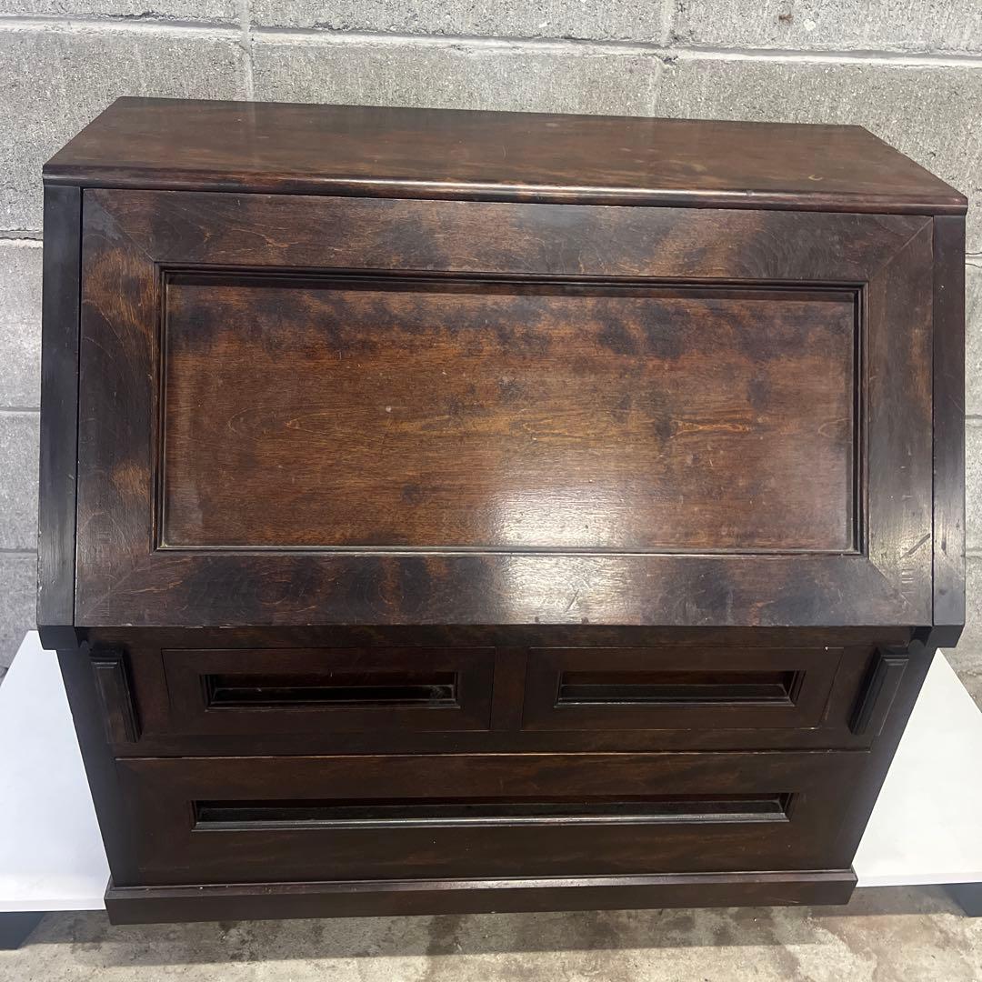 山登りで聞く音楽様 松本民芸家具 高山式座ビューロダークブラウン 文机