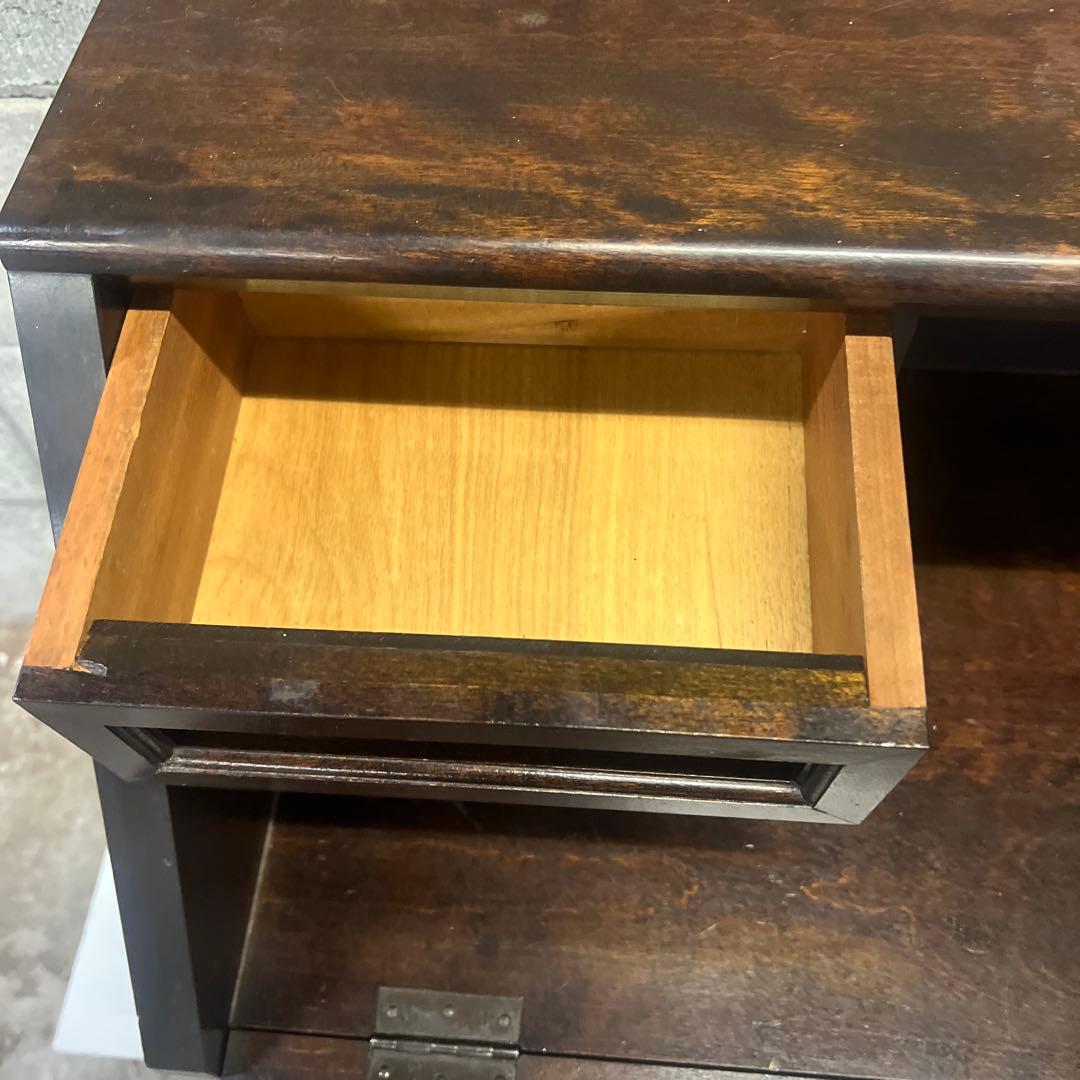 山登りで聞く音楽様 松本民芸家具 高山式座ビューロダークブラウン 文机