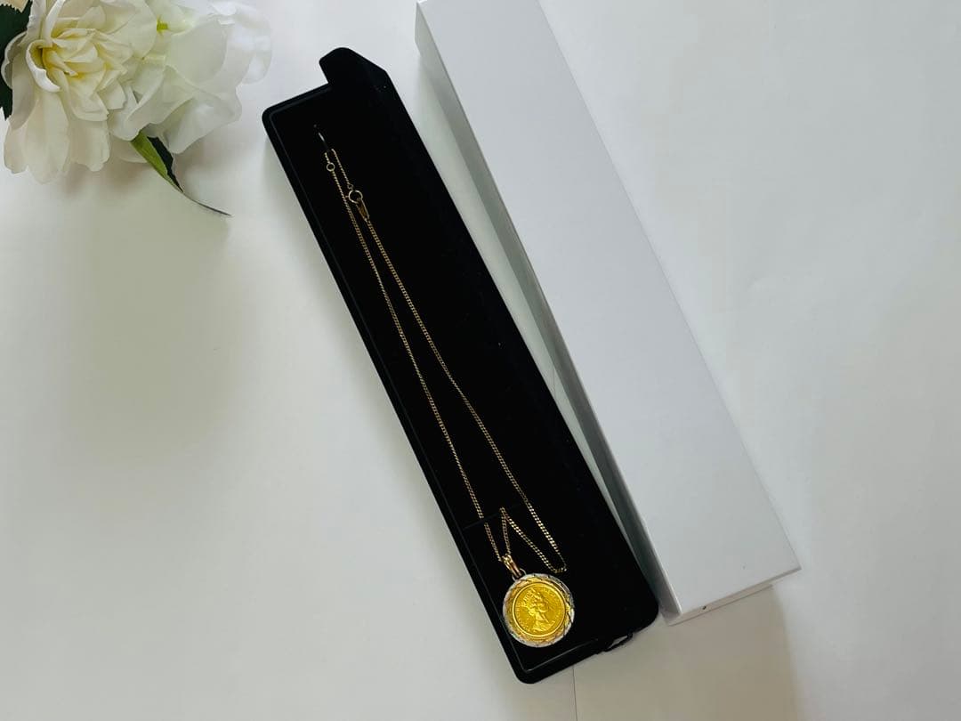 18金ゴールド製のペンダントネックレス 箱付き中古良品