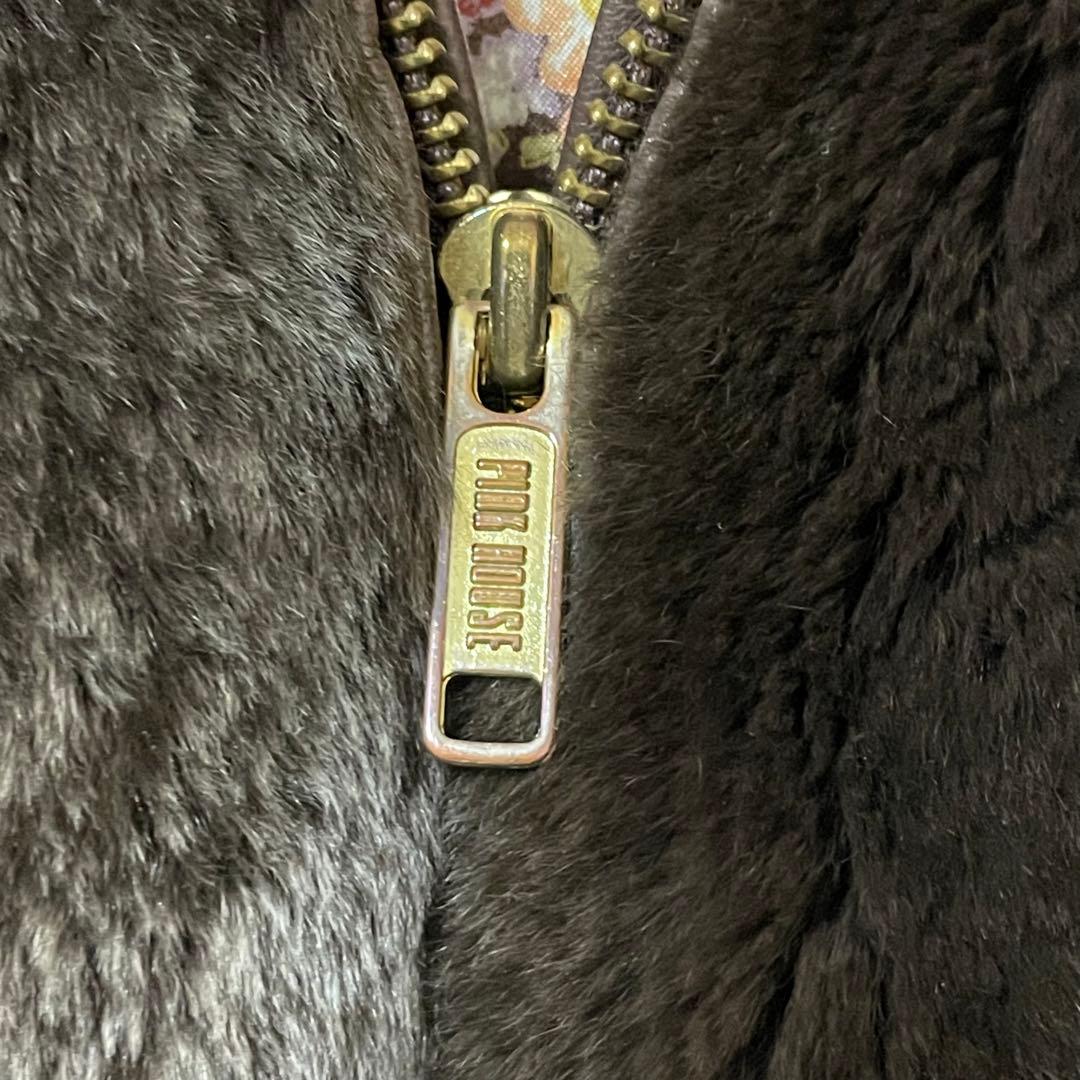 美品 ピンクハウス ファーコート レッキスファー ラビット 裏地総柄 ブラック