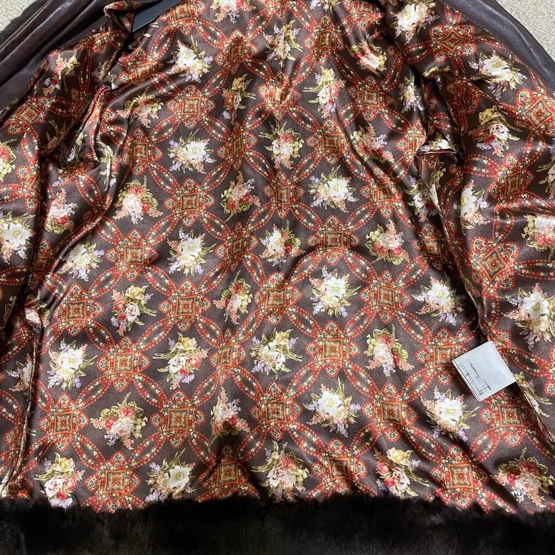 美品 ピンクハウス ファーコート レッキスファー ラビット 裏地総柄 ブラック