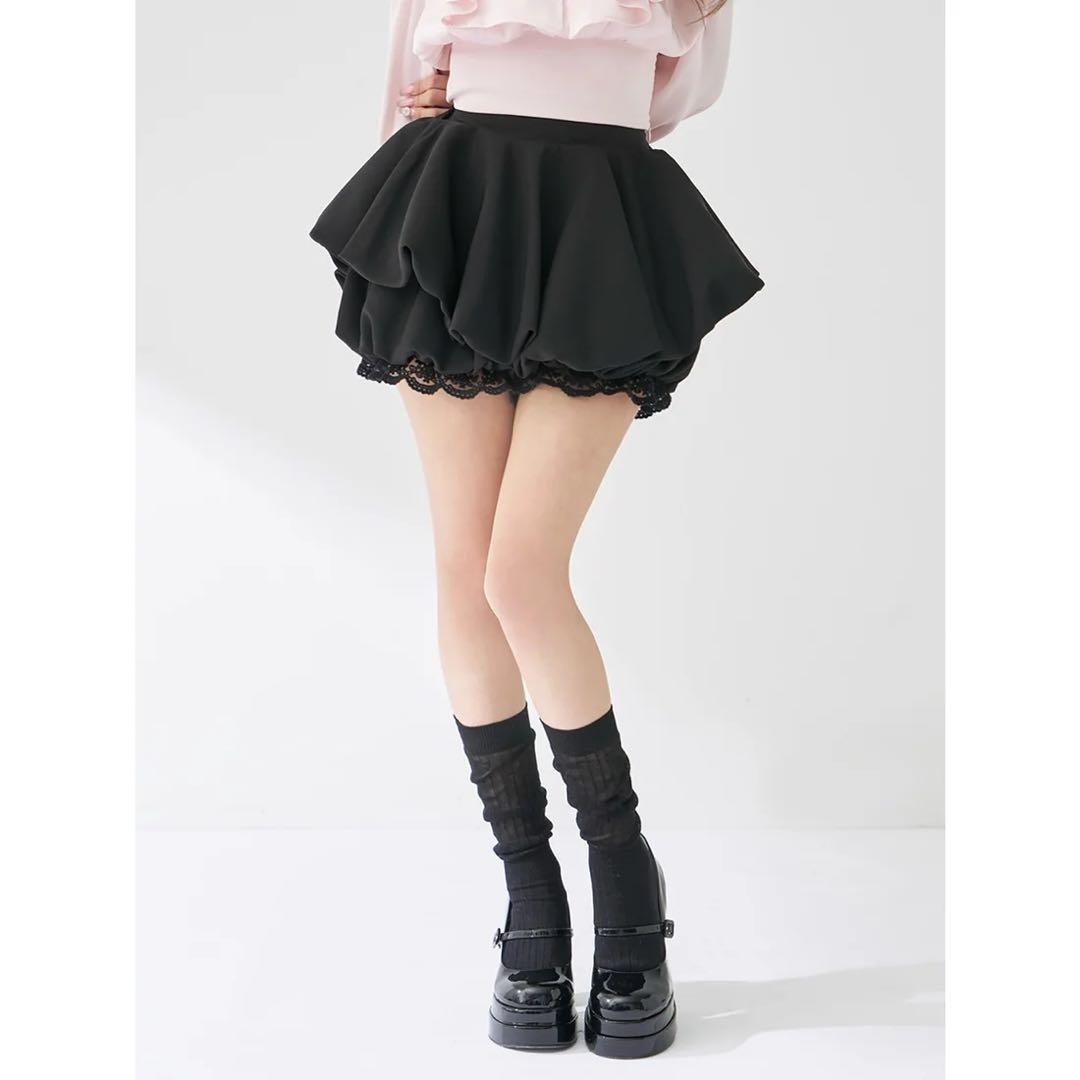 新品タグ付 ダーリッチ ブラック フリー ボリュームバルーンミニスカート F