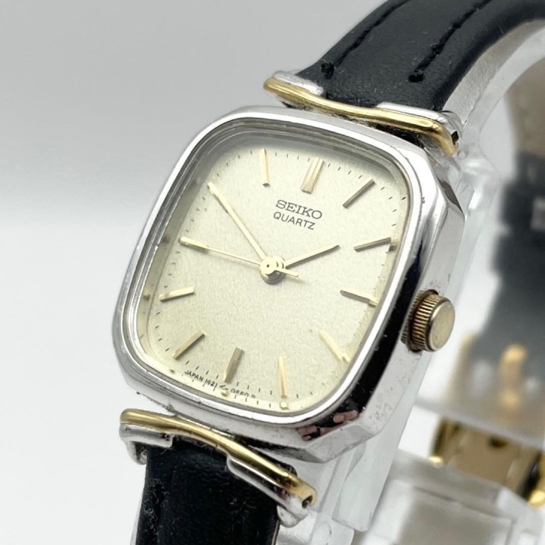 SEIKO ヴィンテージ レディース腕時計 スクエア クオーツ ゴールド 稼働品