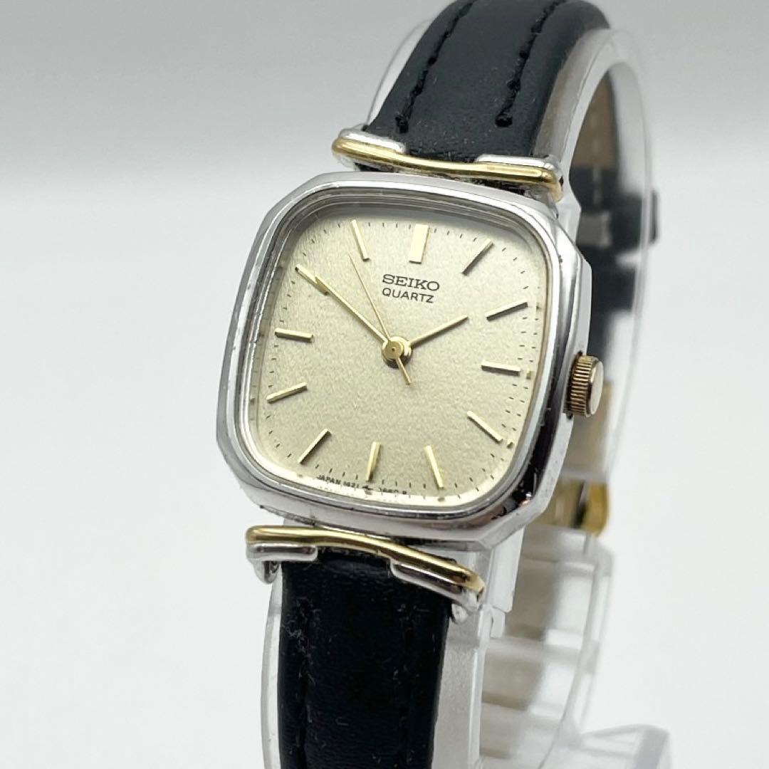 SEIKO ヴィンテージ レディース腕時計 スクエア クオーツ ゴールド 稼働品
