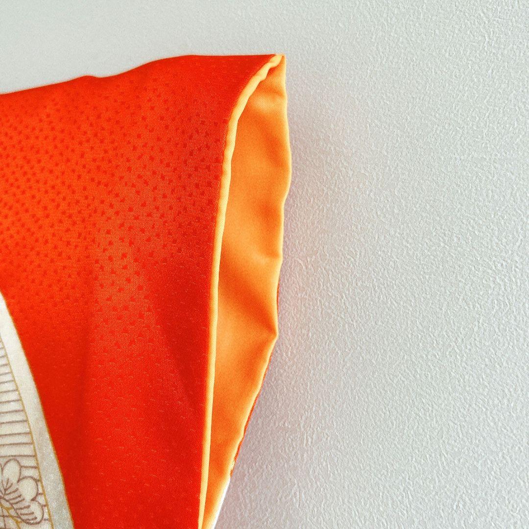 セット　七五三　7歳女の子　長着＆袋帯＆袖なし長襦袢＆小物　オレンジ地　菊金糸