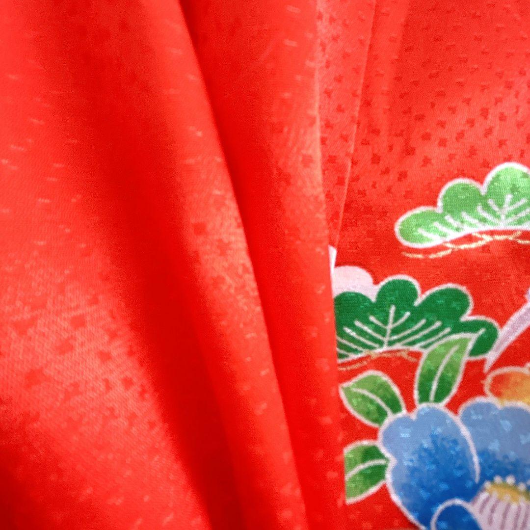 セット　七五三　7歳女の子　長着＆袋帯＆袖なし長襦袢＆小物　オレンジ地　菊金糸