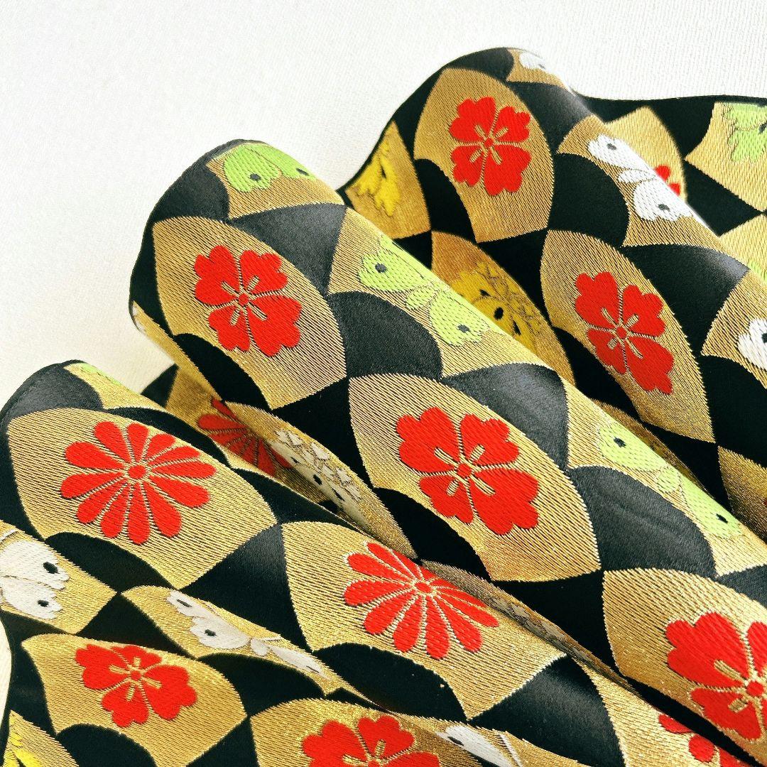 セット　七五三　7歳女の子　長着＆袋帯＆袖なし長襦袢＆小物　オレンジ地　菊金糸