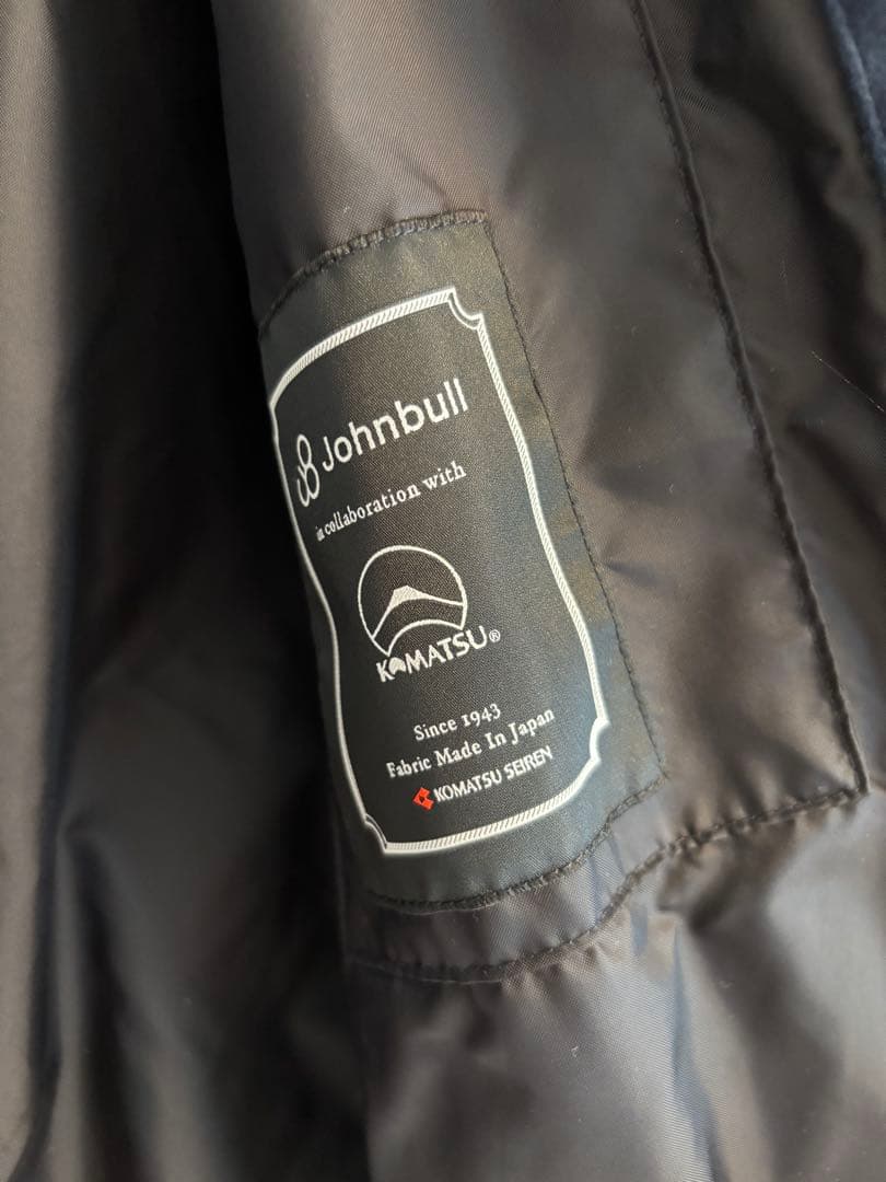 Johnbullネイビー ノーカラージャケット スエード風