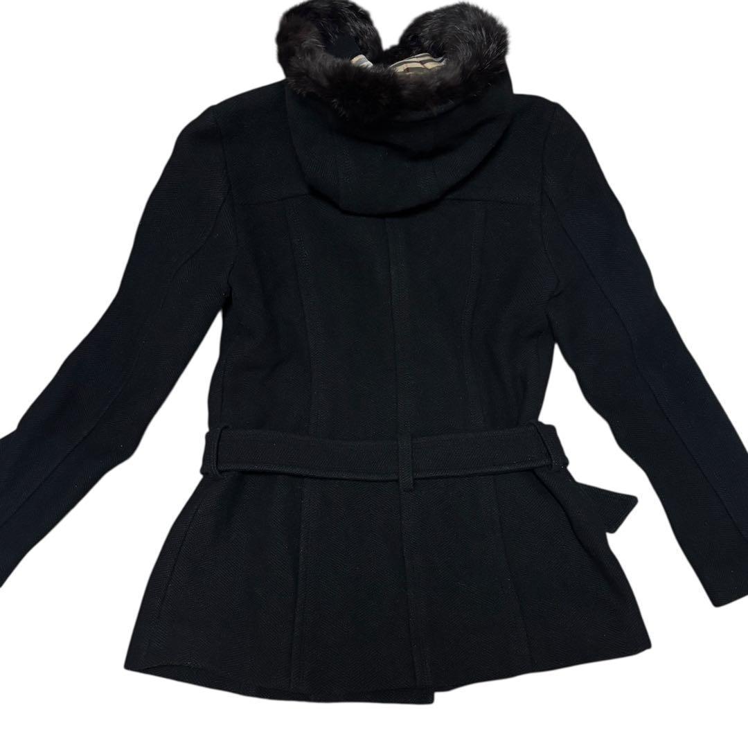 BURBERRY BLUE LABEL　ラビットファー ウールコート フード