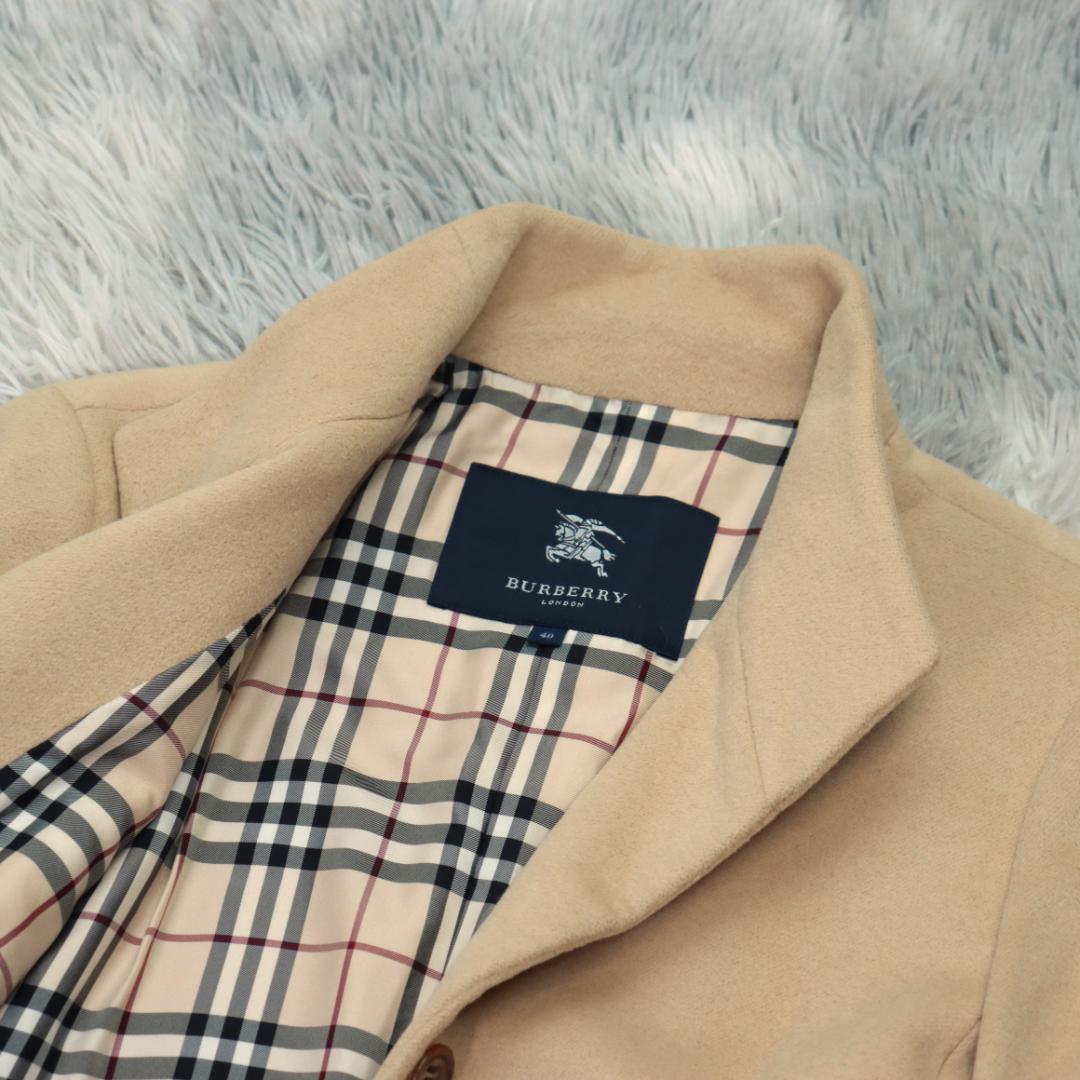 アンゴラ混バーバリー✨ジャケット　ショートコート　ノバチェック ホースロゴ　比翼