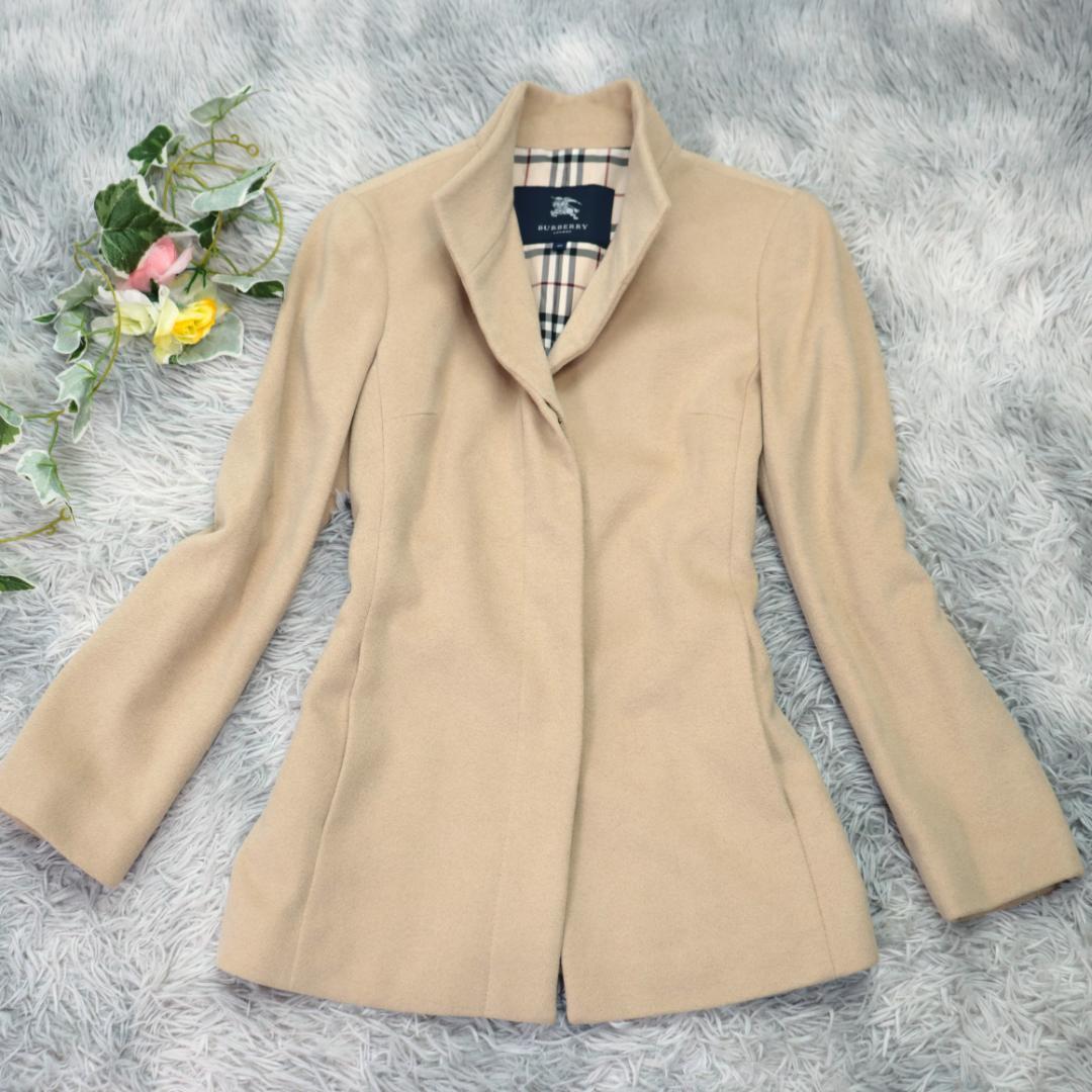 アンゴラ混バーバリー✨ジャケット　ショートコート　ノバチェック ホースロゴ　比翼