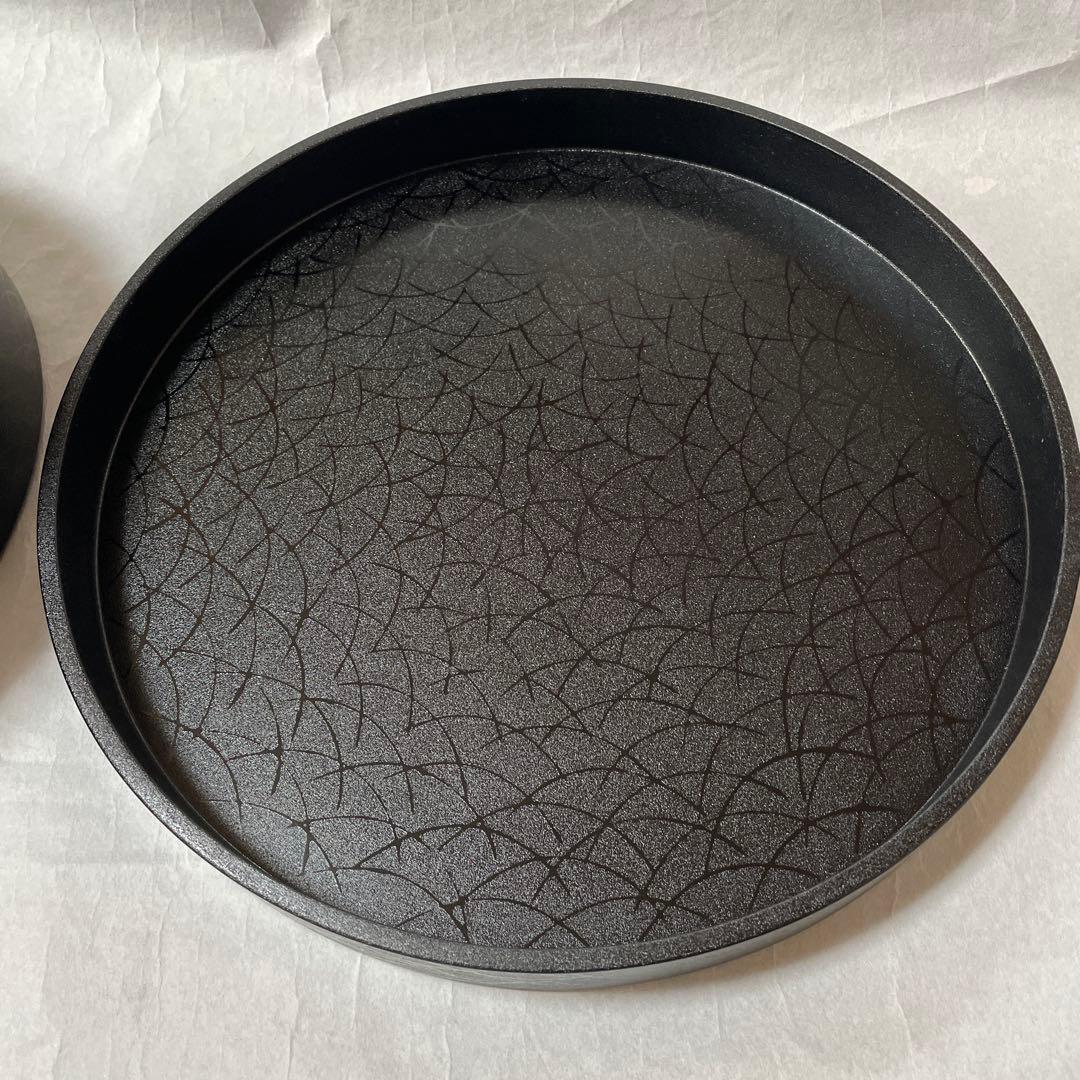 高級津軽塗り紋紗塗　木製茶櫃セット　ススキ模様