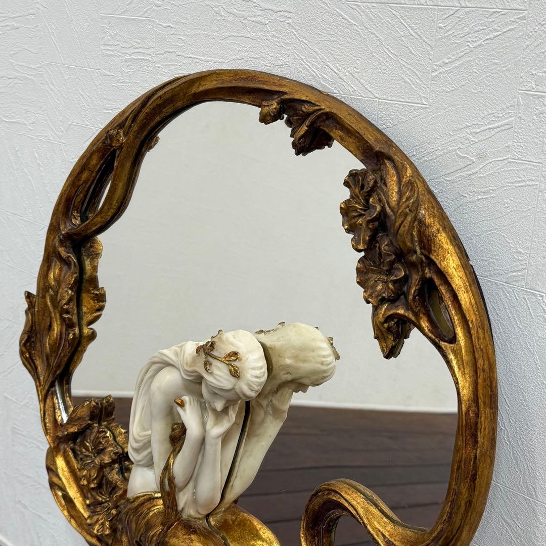 H21K102b アンティーク調 ロココ調 アールヌーボー ウォールミラー